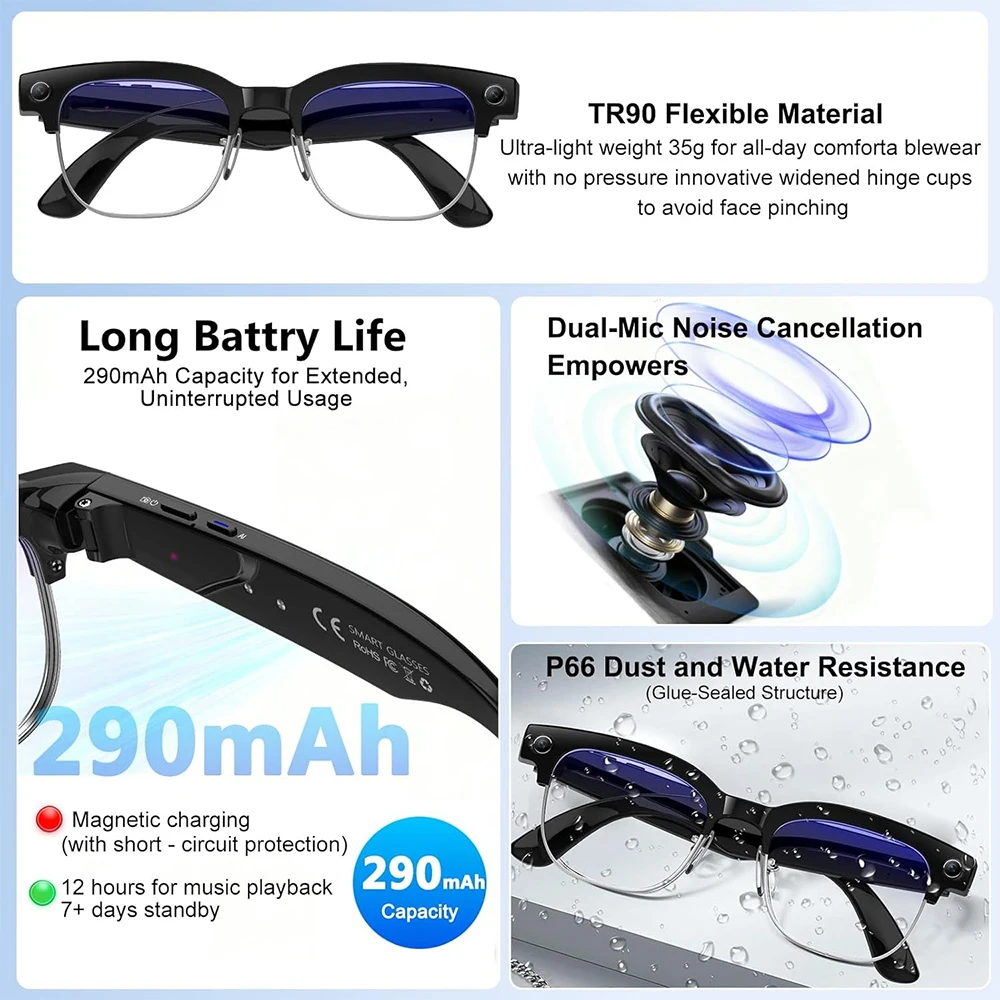 4K Smart AI Bril met 8MP camer - Smart Glasses Ar recensie en prijs